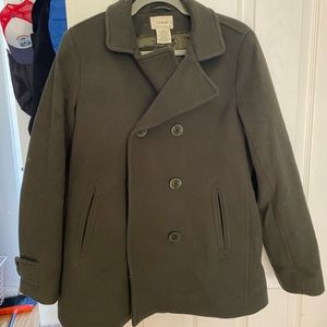 LL Bean Insulated Wool Peacoat Army Green